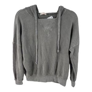 Free People Waffle Knit Hoodie Sweatshirt Light Green Sz XS NWT Retail $128